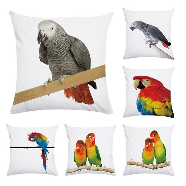 

cushion/decorative pillow colorful style decorative throw pillows case parrot bird cotton polyester cushion cover for sofa pillowcase funda