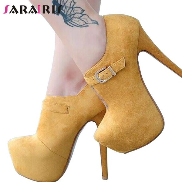 

boots sarairis flock buckle high heels women party casual dress ladies fashion spring shoes, Black