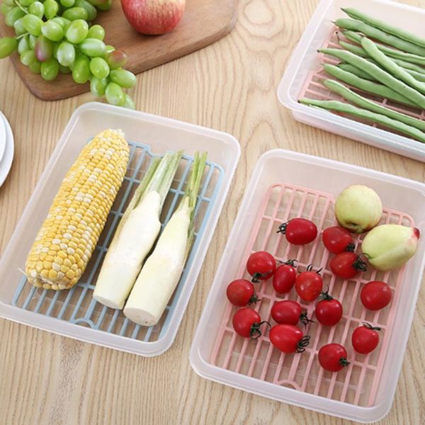 

storage bottles & jars super pratical durable rectangular plastic boxs household refrigerator fruit vegetable sealed crisper drain