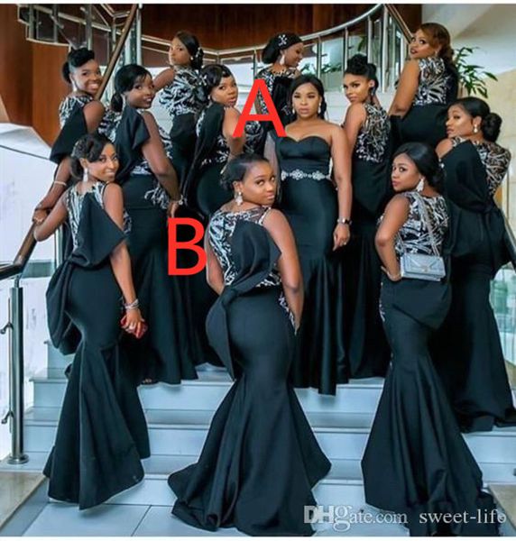 

2021 african mermaid maid of honor dresses evening gowns lace appliques long bridesmaid party wear, White;pink
