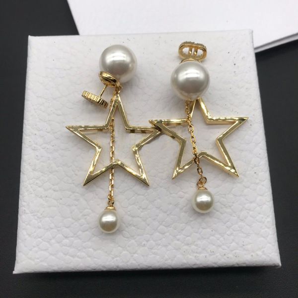 

designer jewelry new high version double sided star pearl earrings 4zgq 71bv, Golden