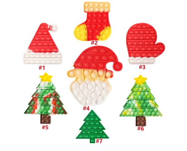 

fidget toys push bubble anxiety anti stress reliever christmas tree santa hats gloves kawaii stuff autism antistress sensory toy