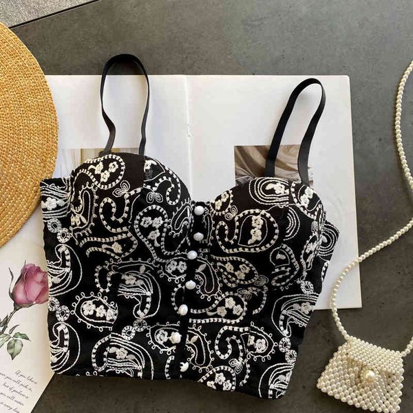 

singreiny design embroidery strap crop women v neck sleeveless backless slim party y2k summer slim corset camisole 210419, White