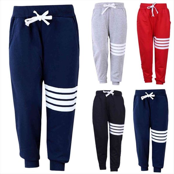 

kids baby toddler boy girl autumn spring brief casaul sport striped cotton joggers casual track pants trousers 4 colors, Blue