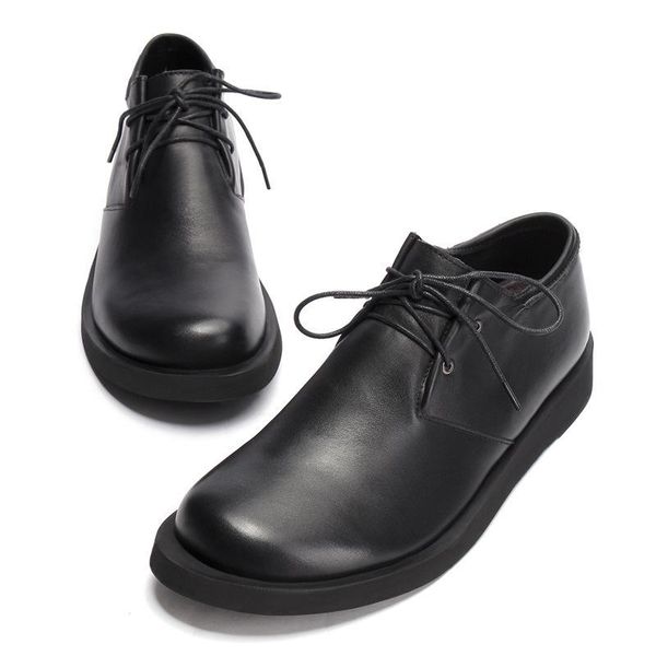 

dress shoes plain men's leather with cow flat sole formal business maoli 36-46, Black
