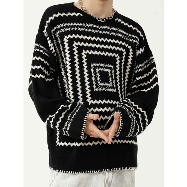 

men's sweaters autumn man women korean fashion streetwear hip hop loose casual pullovers knitwear couple male o583, White;black