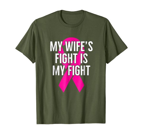 

my wife's fight is my fight : breast cancer t-shirt, White;black