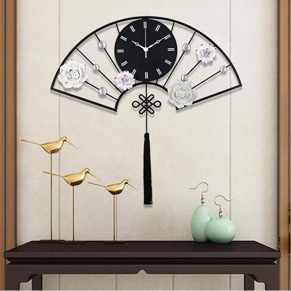 

wall clocks creative fan shape clock modern design home decor 3d stickers living room decoration digital