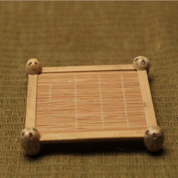 

table runner handmade natrual bamboo weaving cup mat pad square individuality placemat for drink heat insulation