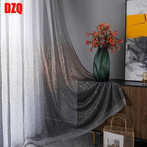 

curtain & drapes nordic luxury light gold sequin glitter tulle transparent grey window screen wedding decoration ag611#4