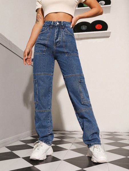 

high waisted baggy jeans h1pz#, Blue