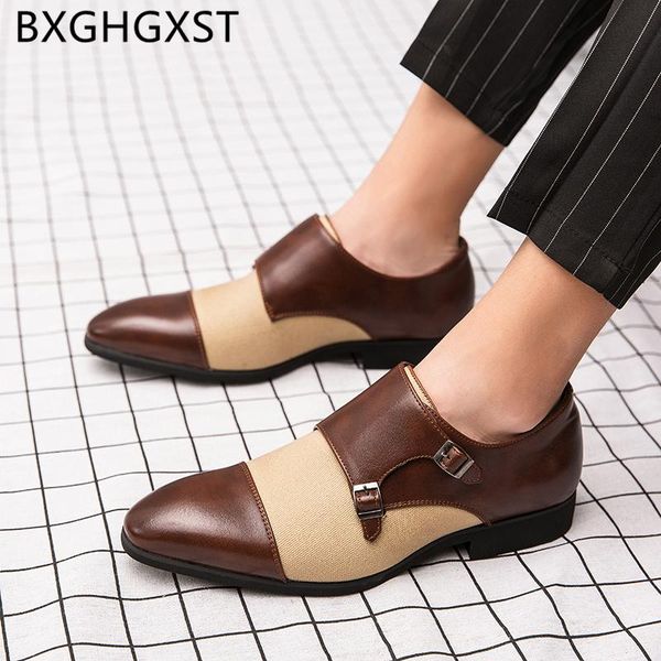 

dress shoes double monk strap men leather italian brand classic 2021 coiffeur big size 48 elevator for formal buty, Black
