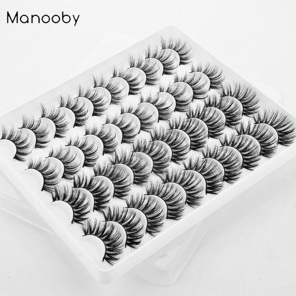 

manooby 20pairs natural mink false eyelashes 3d lashes dramatic volume fake eyelash extension faux cils makeup wholesale