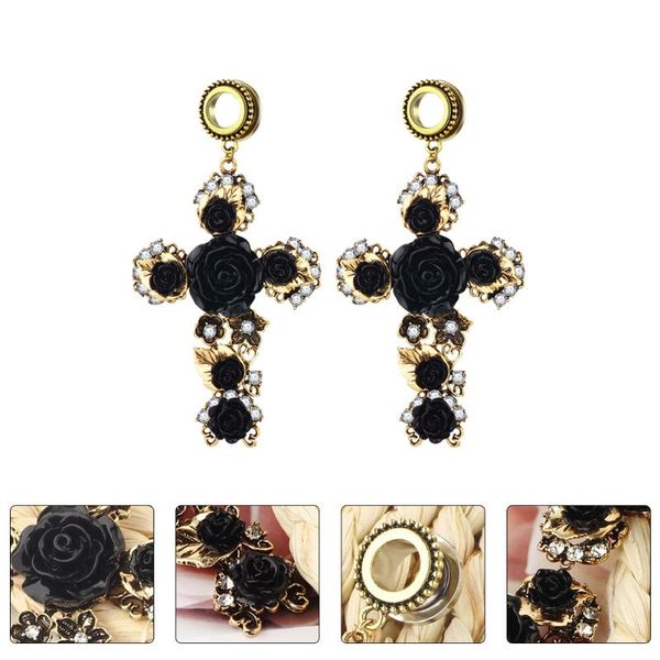 

stud 2pcs fashion auricle studs ear accessories gift (black), Golden;silver