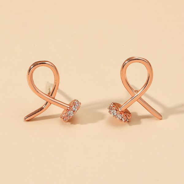 

s2097 fashion jewelry geometry crossed ear nail stud earrings, Golden;silver