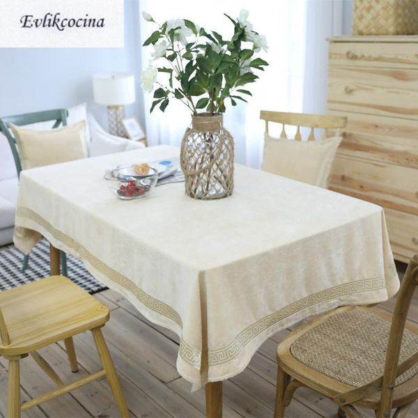 

flannel embroidery beige thicker tablecloth cover polyester toalha de mesa nappe rectangulaire manteles para table cloth