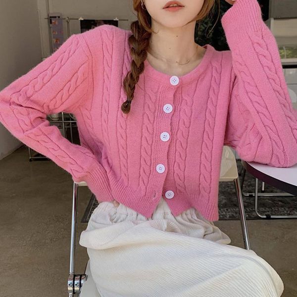 

women's knits & tees short sweater cardigan autumn women long sleeve knitted cardigans female slim twist sweaters knit pullovers rebeca, White