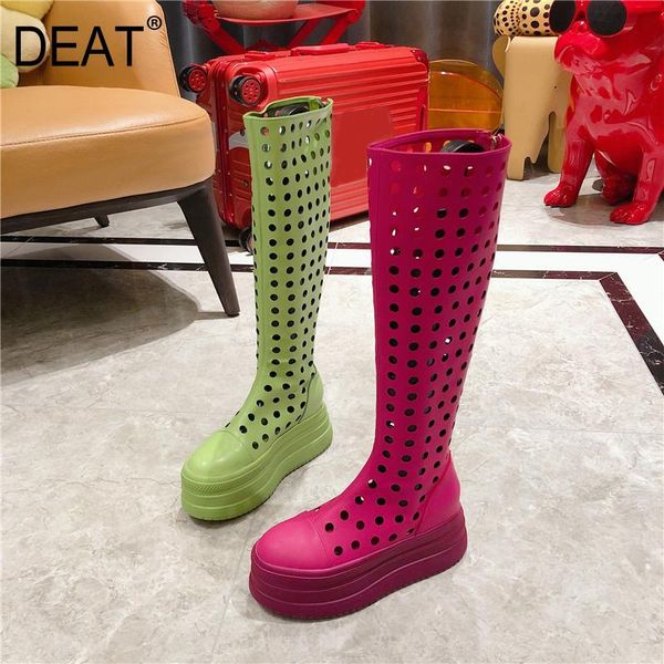 

boots [deat] 2021 candy color hollow out pu leather single shoes women thick bottom cool spring summer fashion tide 10h097, Black