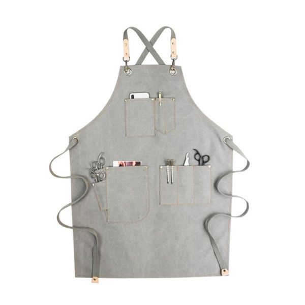 

aprons 781f chef apron cotton canvas cross back adjustable with pockets for women and men, kitchen cooking baking bib apron,