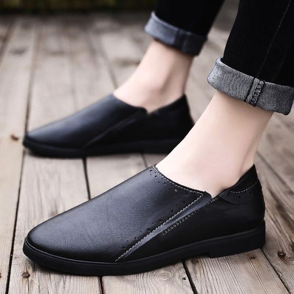 

dress shoes men fashion leather slip-on casual soft moccasins comfortable outdoor flat black driving cool loafers