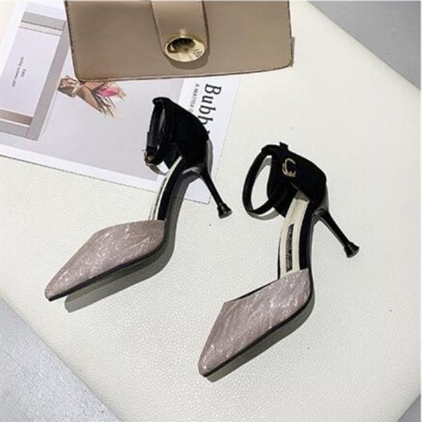 

dress shoes 2021 high heel wedding party women pumps stiletto thin pointed toe bowtie bee matal zapatos shallow 8cm, Black