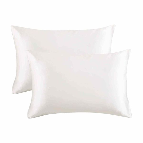 

2pcs silk satin pillowcases for hair and skin silky smooth solid colored cool sateen pillow case 20x26 inches cushion cover cushion/decorati