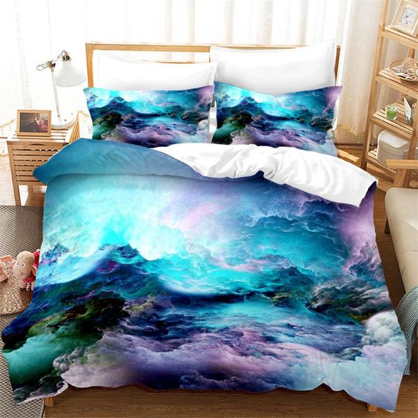 Set di biancheria da letto Tessili per la casa Set di federe in lenzuolo copripiumino con motivo a nuvola sfumata colorata per ragazze