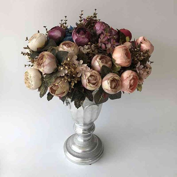 

11 European style imitation flowers of Golden Lotus for home decoration