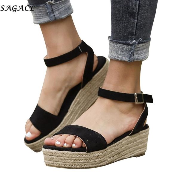 

dress shoes sagace women sandals wedges woman high heels sandal summer flip flop chaussures femme platform sandalia feminina #, Black