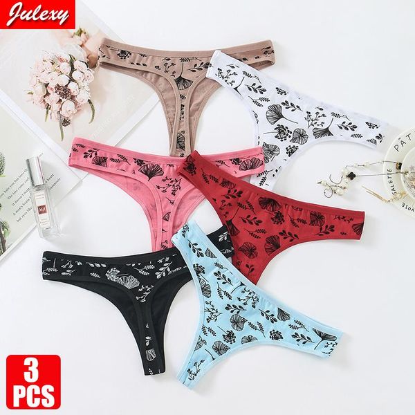 

women's panties julexy women cotton female underwear seamless thong pantie floral printed g-string lingerie thongs, Black;pink