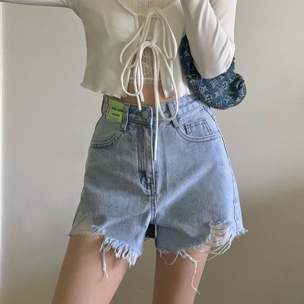 

women's shorts denim women summer blue ripped distressed high waisted jean fashion bottoms ulzzang korean style oggt, White;black