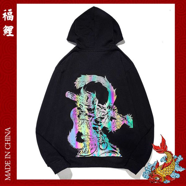 

autumn and winter wind wukong embroidery couple pullover, Black;brown