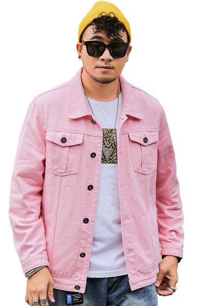 

men's jackets 2021 spring and autumn pink denim jacket fashion casual loose cotton men women can wear, Black;brown