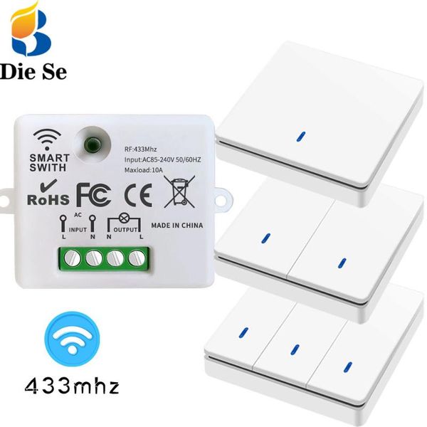 

smart home control wireless remote wall light switch mini relay interruptor ac 85~240v receiver and rf 86 panel transmitter for lamp