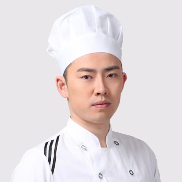 

beanies 2021 men women elastic white chef hat baker bbq kitchen cooking costume cap