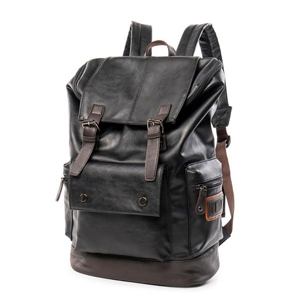 

backpack pu bag men for large capacity fashion student waterproof rucksack laptop