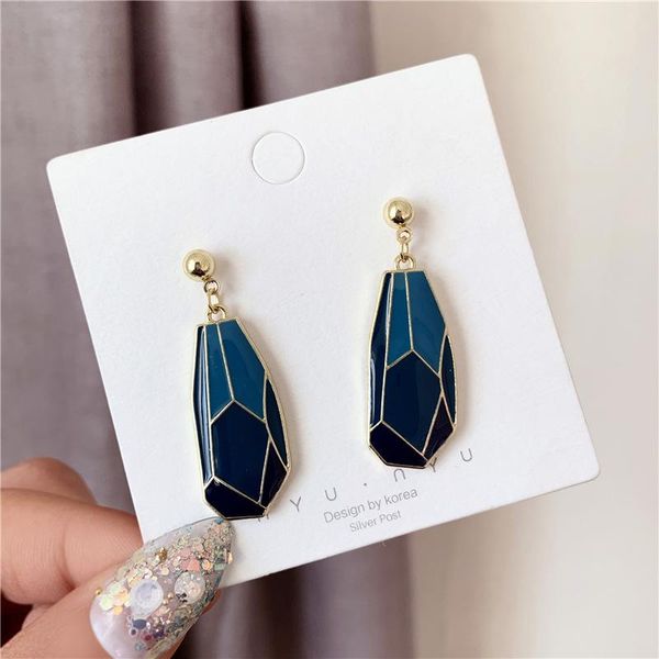 

stud 2021 fashionable temperament contracted retro blue earrings geometric women jewelry accessories, Golden;silver