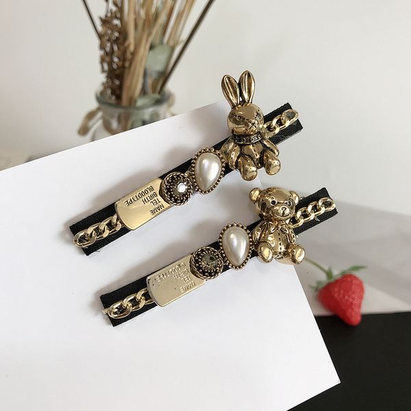 

barrettes hairpin cute bear , old temperament, cartoon rabbit and duck beak, sweet girl's hair ornament, Golden;silver