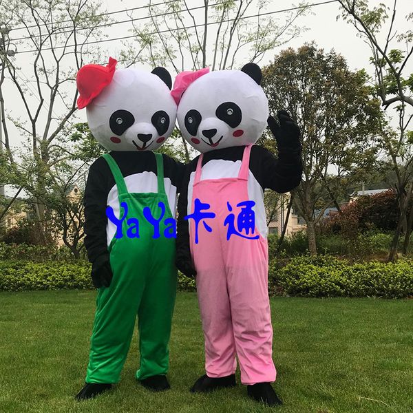 

mascot costumes chinese giant panda mascot costume christmas mascot panda animal costume for adult, Red;yellow