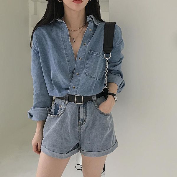 

women's jackets 2021 arrivals chic vintage loose denim fashion elegant single breasted korean style cool basic outwear, Black;brown