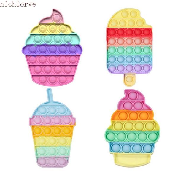 

deskfun push bubble silicone toys ice cream cupcakes shaped children stress reliever fidget squeeze board party gift dhl shipping