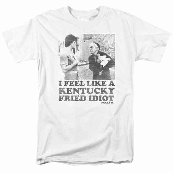 

rocky fried idiot t shirt mens licensed boxing movie tee rocky balboa white, White;black