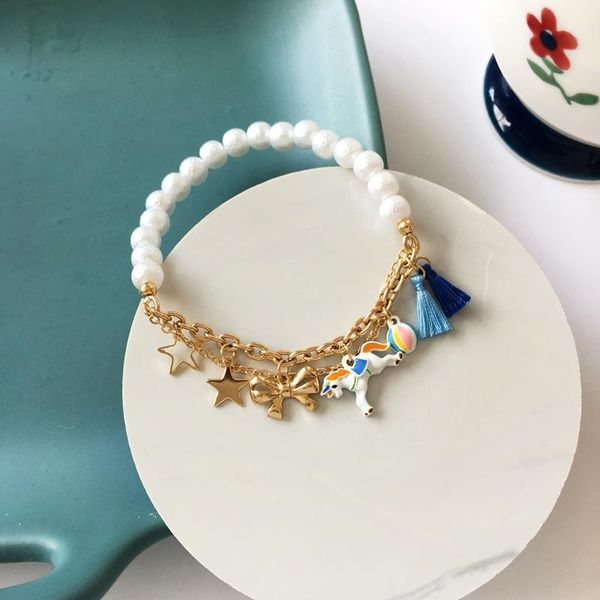 

charm bracelets bowknot star temperament tassel bracelet for women pearls beautiful fairy charms, Golden;silver