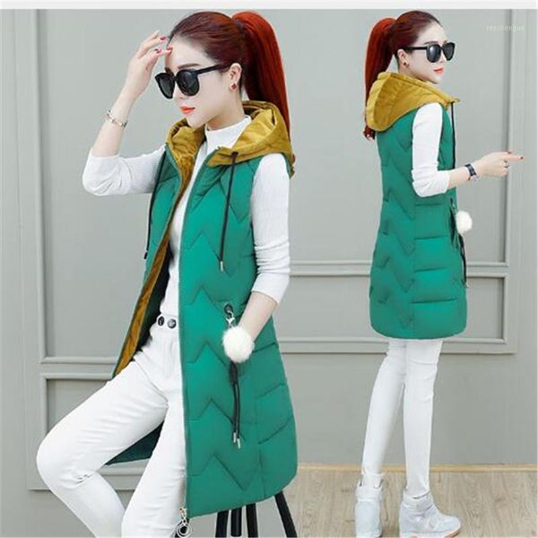 

women's vests products for autumn and winter sleeveless warm hooded down cotton vest wholesale waistcoat, Black;white