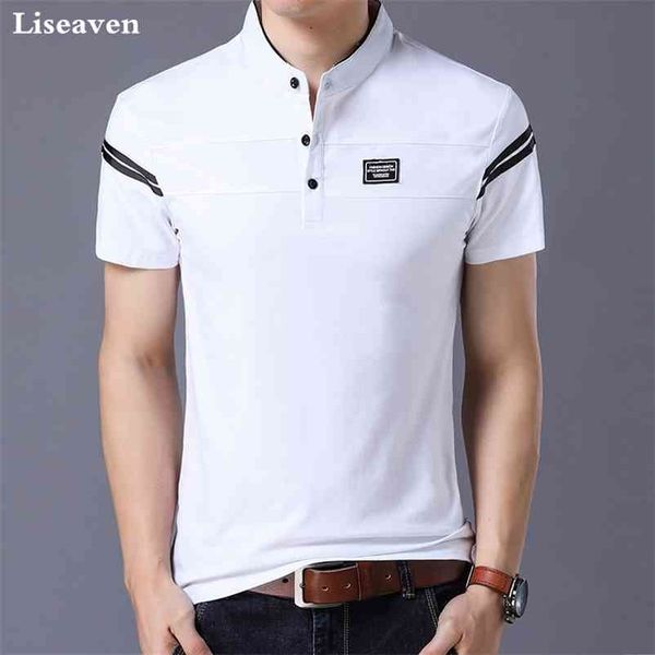 

liseaven men's t shirt short sleeve mandarin collar t-shirt & tees male tshirts men clothing 210409, White;black