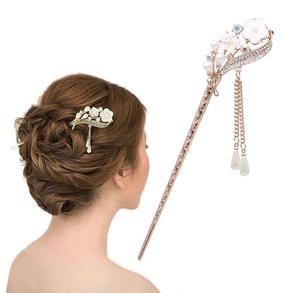 

hair clips & barrettes various fashion women elegant bobby pin colorful hairpin rhinestone stick, Golden;silver