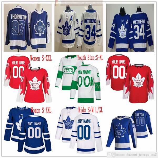 

custom 2021 men women kids youth hockey toronto maple leafs john tavares auston matthews mitchell marner frederik andersen morgan rielly jer, Black;red
