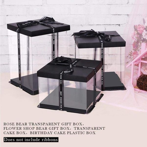

transparent empty gift box for artificial teddy bear rose flower gifts plush valentine's day wrap