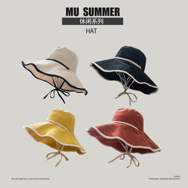 

bucket hat women's japanese-style sun with wide brim round face for summer sunscreen large beanies