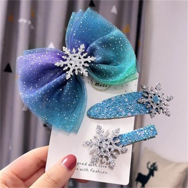 

hair accessories christmas snowflake crystal clips for women winter ties girls hairpins blue scrunchies, Slivery;white